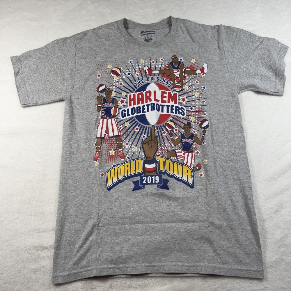 Harlem Globetrotters Shirt Mens Small Gray Basketball Champion World Tour‎ 2019